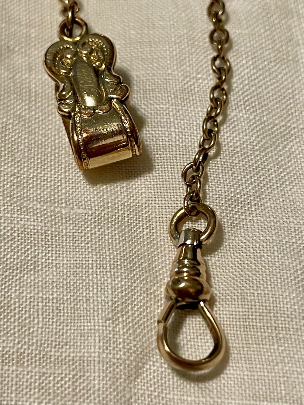 Edwardian Antique Gold Filled Watch Chain Pocket Fob 6-inch - Picture 2 of 4